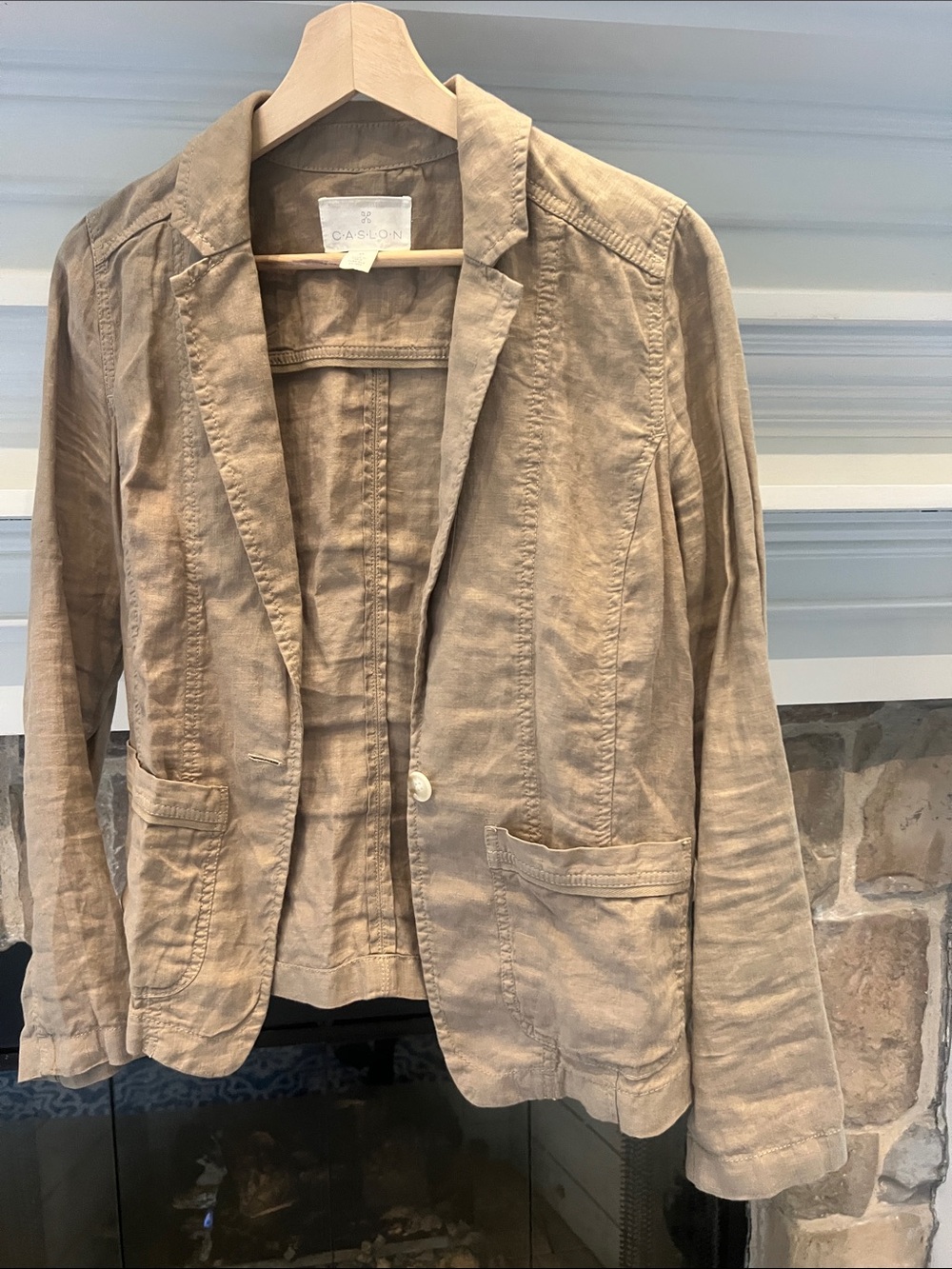 Caslon Light Beige Linen-Blend Women's Blazer